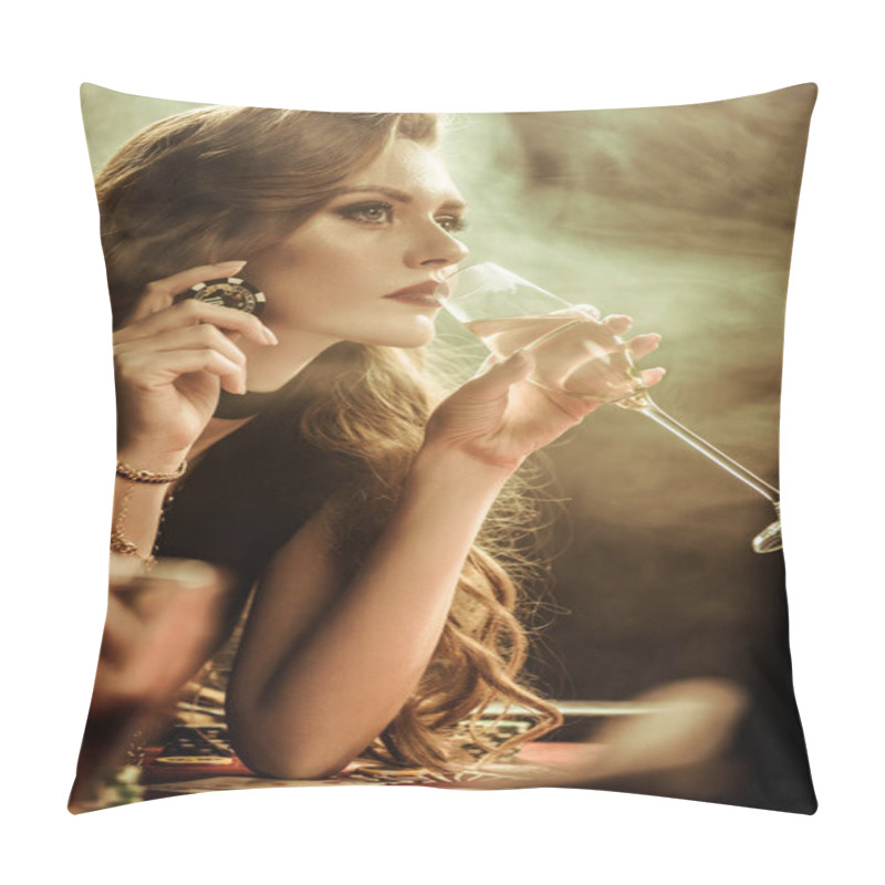 Personality  Woman Holding Drink Pillow Covers