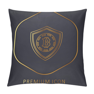 Personality  Bitcoin Safety Shield Symbol Golden Line Premium Logo Or Icon Pillow Covers