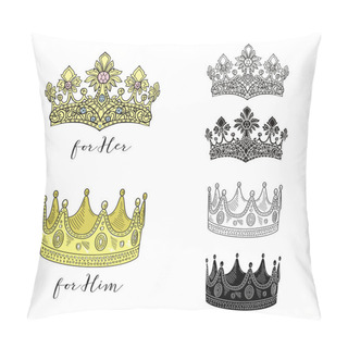 Personality  Crowns Set With Calligraphy Pillow Covers