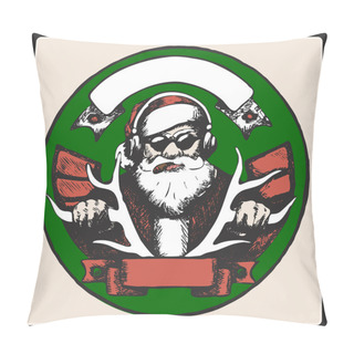 Personality  Santa Claus Vintage Poster. Vector Pillow Covers