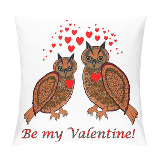 Personality  A Couple Of Owls With Red Hearts And Words 