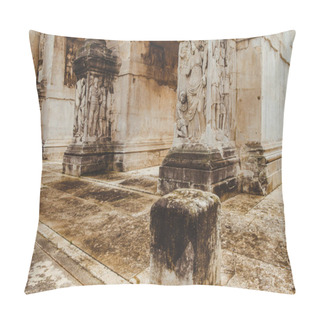 Personality  Close-up Shot Of Ancient Arch Of Constantine, Rome, Italy Pillow Covers