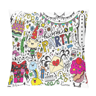 Personality  Hand Drawn Of Doodle Party Background Pillow Covers