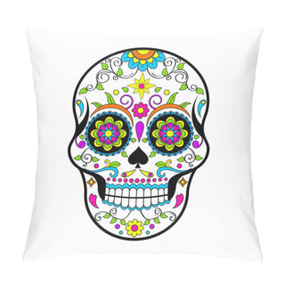 Personality  Mexican Sugar Skulls, Day Of The Dead Vector Illustration On White Background  Pillow Covers