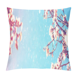 Personality  Abstract Blurred Banner Of Spring Cherry Tree Pillow Covers