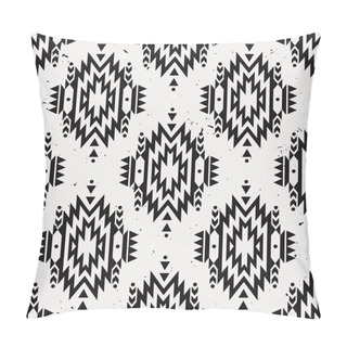 Personality  Vector Grunge Monochrome Seamless Decorative Ethnic Pattern. American Indian Motifs. Background With Aztec Tribal Ornament. Pillow Covers