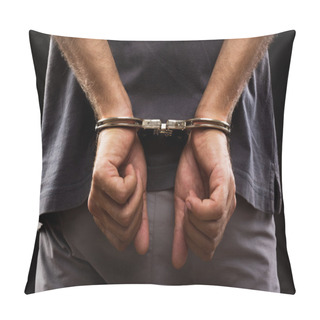 Personality  Close-up. Arrested Man Handcuffed Pillow Covers