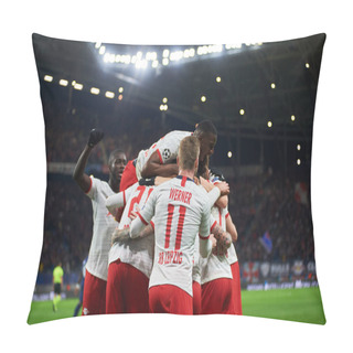Personality  Leipzig, Germany - March 20, 2020: Footballers Celebrating Goal The Match Leipzig Vs Tottenham At Leipzig Arena  Pillow Covers
