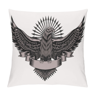 Personality  Illustration Of Emblem With Eagle. Pillow Covers