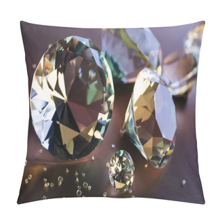 Personality  Close Up Of Big And Small Diamonds On Brown Background Pillow Covers