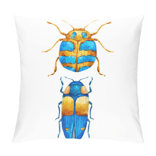 Personality  Watercolor Bug Beetle Pillow Covers