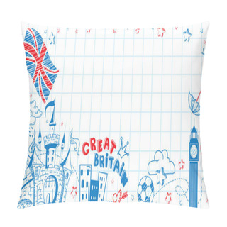 Personality  Horizontal Great Britain Doodle Background Pillow Covers