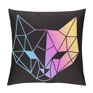 Personality  Geometric Cat Head. Vector Symbol Illustration. Pillow Covers