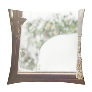 Personality  Winter Tree Branches Seen From The Window Pillow Covers