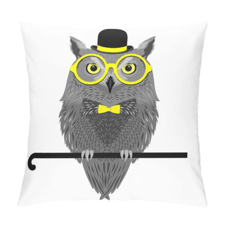 Personality  Owl Sitting On Walking Stick Pillow Covers