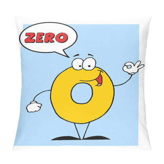 Personality  Number Zero Character With A Word Balloon Over Blue Pillow Covers