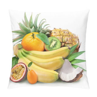 Personality  Exotic Fruits On A White Background. Pillow Covers
