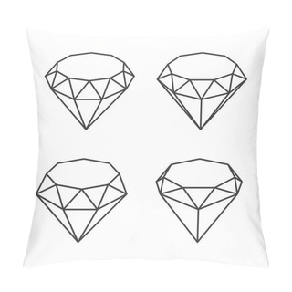 Personality  Line Style Diamond Crystal Set On White Background. Vector Pillow Covers