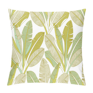 Personality  Jungle Exotic Palm Leaves Seamless Pattern. Banana Leaf Vector Background. Tropical Bananas Forest Wallpapers. Pillow Covers