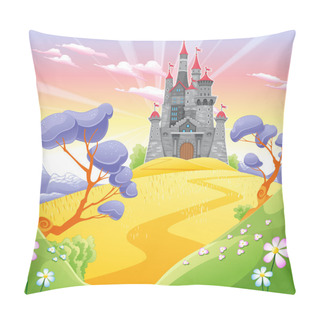Personality Landscape With Tower. Pillow Covers