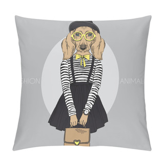 Personality  Dachshund Girl Hipster Pillow Covers