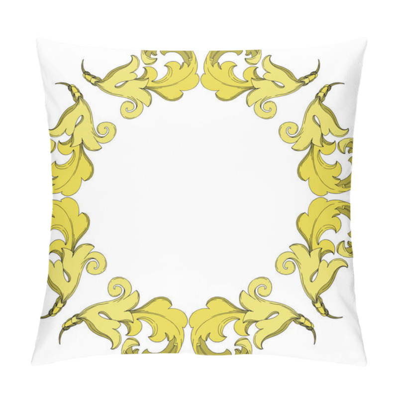 Personality  Vector Golden monogram floral ornament. Black and white engraved ink art. Frame border ornament squar. pillow covers