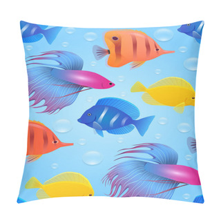Personality  Seamless Texture With Sea Tropical Fish Pillow Covers