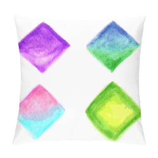 Personality  Colorful Watercolor Paint Rhombuses Pillow Covers