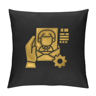 Personality  Agency Gold Plated Metalic Icon Or Logo Vector Pillow Covers