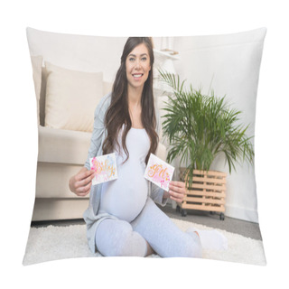 Personality  Pregnant Woman Holding Greeting Cards Pillow Covers