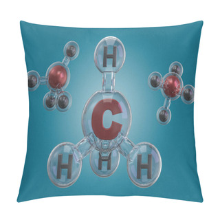 Personality  Methane Molecules Background. 3D Rendering Pillow Covers