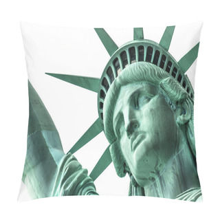 Personality  Closeup Of The Statue Of Liberty Head Isolated On White Pillow Covers