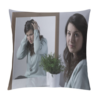 Personality  Woman With Depression Pillow Covers
