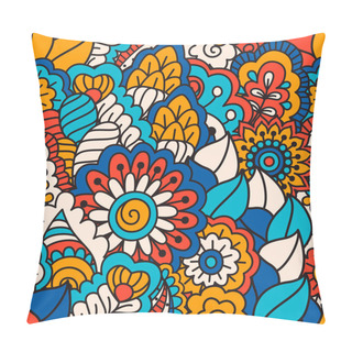 Personality  Hand Drawn Seamless Pattern With Floral Elements. Colorful Ethnic Background. Pillow Covers