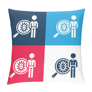 Personality  Bacteria Blue And Red Four Color Minimal Icon Set Pillow Covers