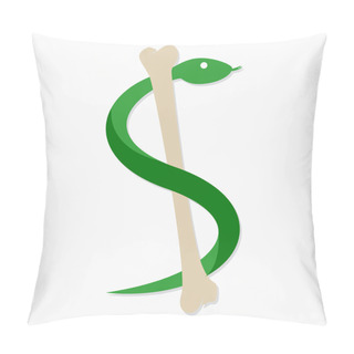 Personality  Vector Snake And Bone Logo Template.  Viper Symbol Or Icon Pillow Covers