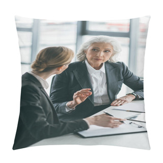 Personality  Businesswomen Discussing Project Pillow Covers