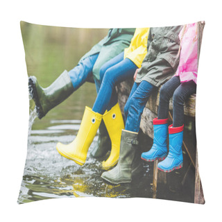 Personality  Family Sitting On Wooden Bridge Pillow Covers