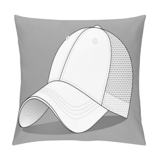 Personality  6 Panel Baseball Cap With Mesh-Back Template On Gray Background, Vector File Pillow Covers