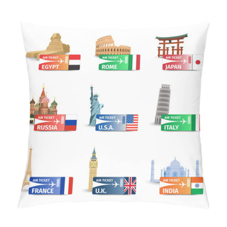 Personality  World Landmarks Ticket Set Pillow Covers