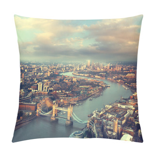 Personality  London Aerial View With  Tower Bridge In Sunset Time Pillow Covers