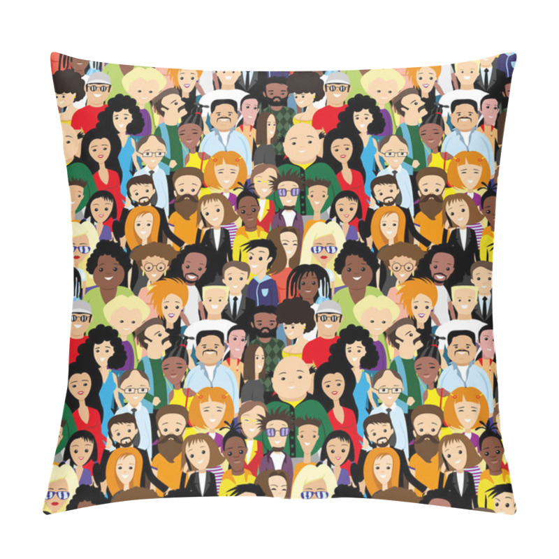Personality  Seamless Pattern With Lots Of Diverse People. Pillow Covers
