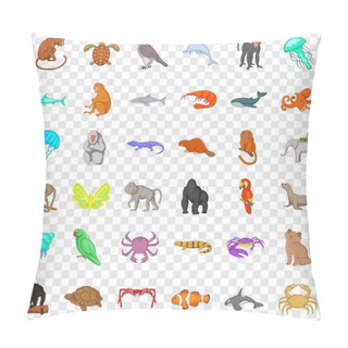 Personality  Different Animals Icons Set, Cartoon Style Pillow Covers
