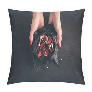 Personality  Woman Holding Chocolate  Pillow Covers