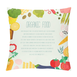 Personality  Frame Of Flat Designed Food With Copyspace. Pillow Covers