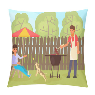 Personality  Family Bbq Vector Flat Style Design Illustration Pillow Covers