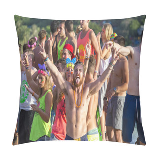 Personality  People Participate In The Full Moon Party On Island Koh Phangan, Thailand Pillow Covers