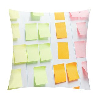 Personality  White Office Board With Colorful Sticky Notes And Copy Space Pillow Covers
