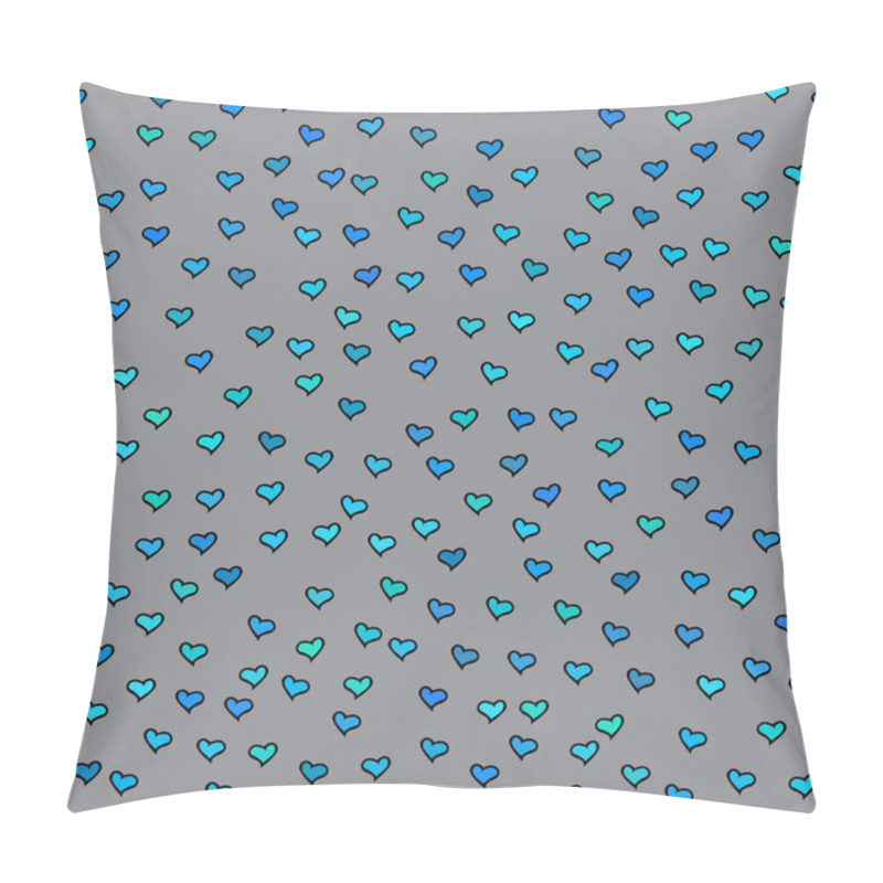 Personality  Seamless pattern. Tiny blue and green hearts. Abstract repeating. Cute backdrop. Gray background. Template for Valentine's, Mother's Day, wedding, scrapbook, surface textures. Vector illustration. pillow covers