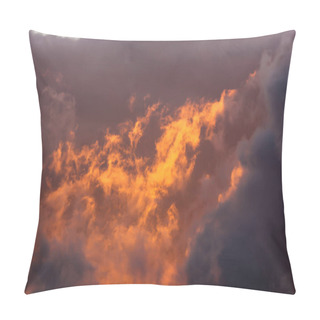 Personality  Solar Illumination In The Clouds. Picturesque Clouds In The Sky Backlit By The Sun. Pillow Covers